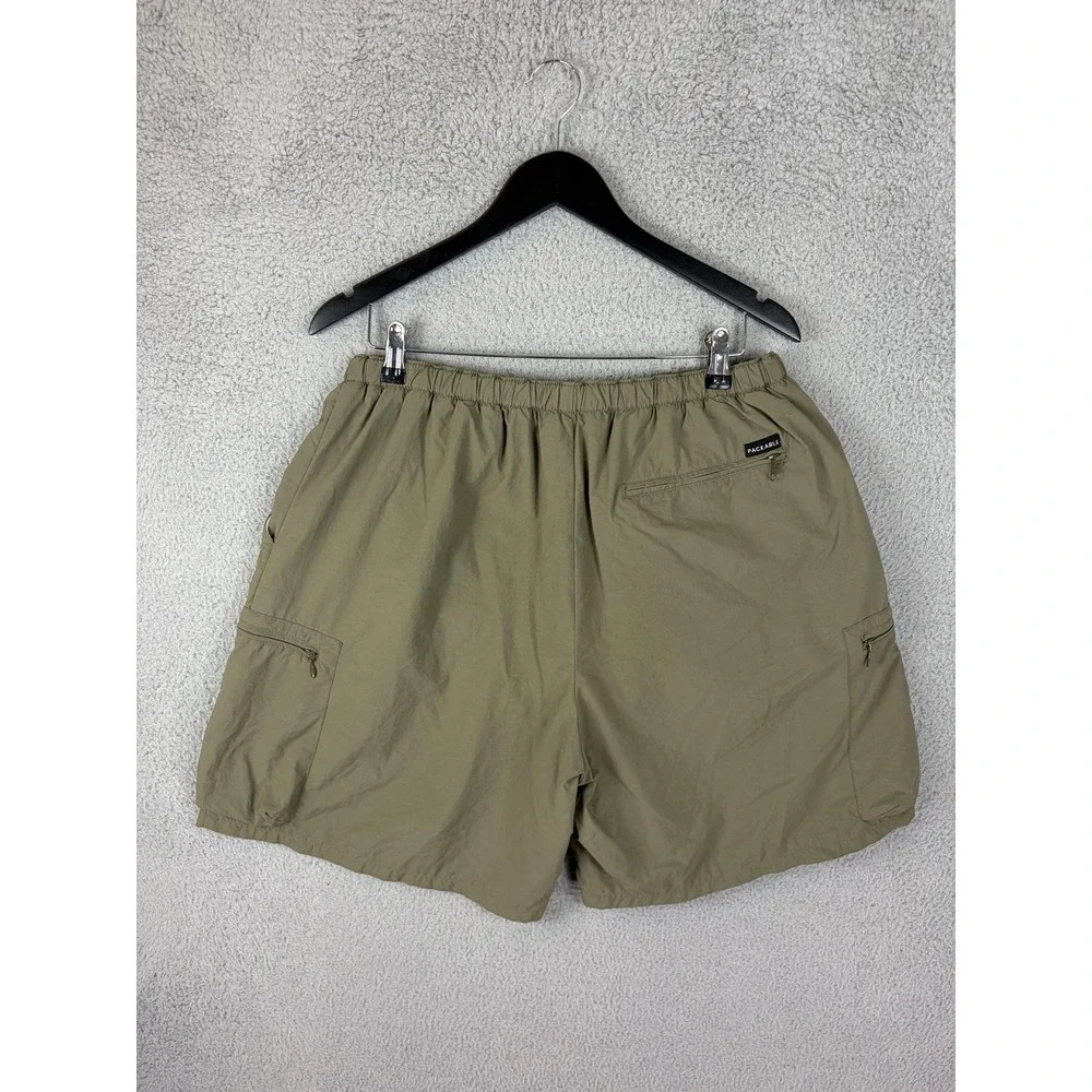 Columbia Shorts Mens XL Green Nylon Mesh Lined Swim Trunks Packable Belted Mens